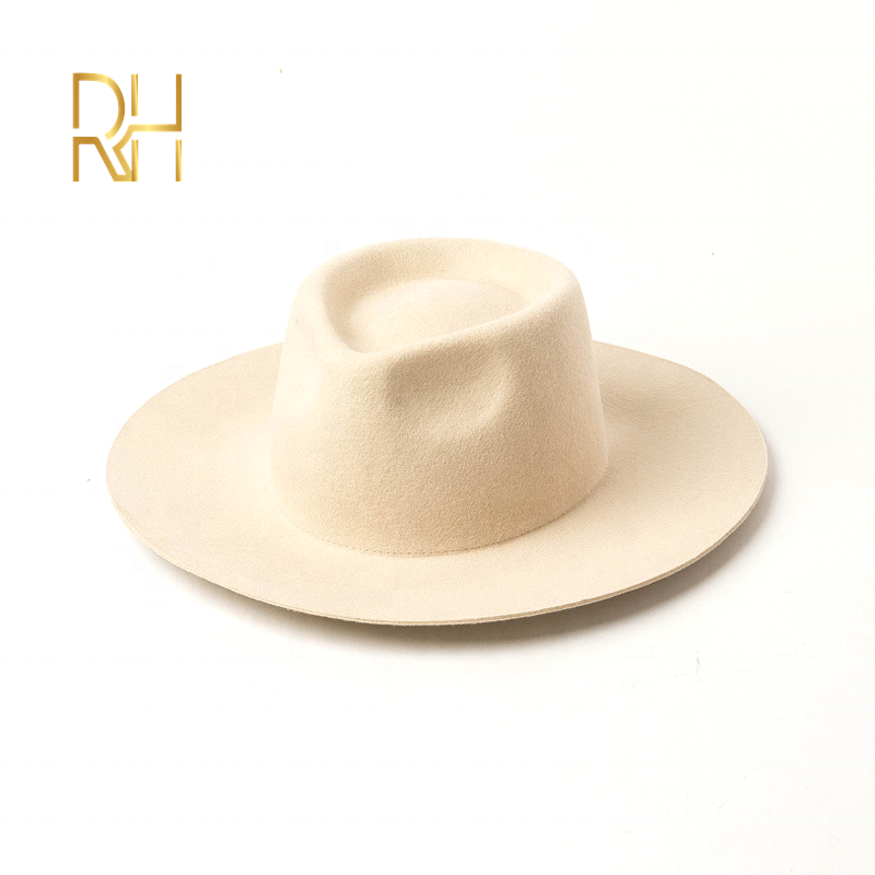 Warm delicate luxury Stiff Brim woolen jazz hat casual fashion Hard firm Brim Wool felt Fedora hat