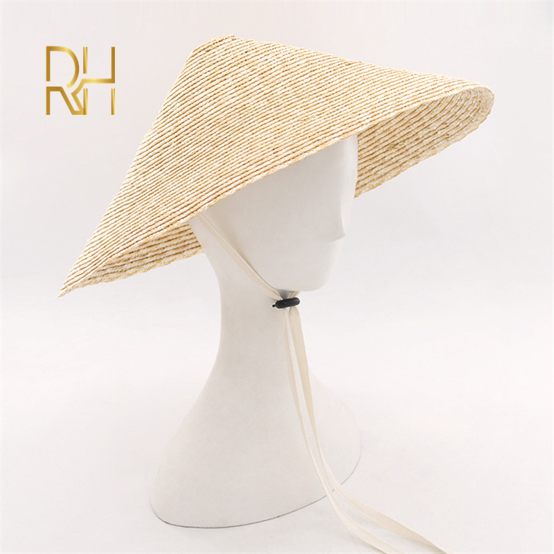 Wholesale Coolie Wheat Straw kids adults Sun Hat Garden Farmer Fishing Cap With Windproof Rope For Japanese