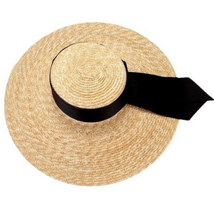 French retro flat handwoven straw hat model big brimmed summer sunscreen Wide beach hat