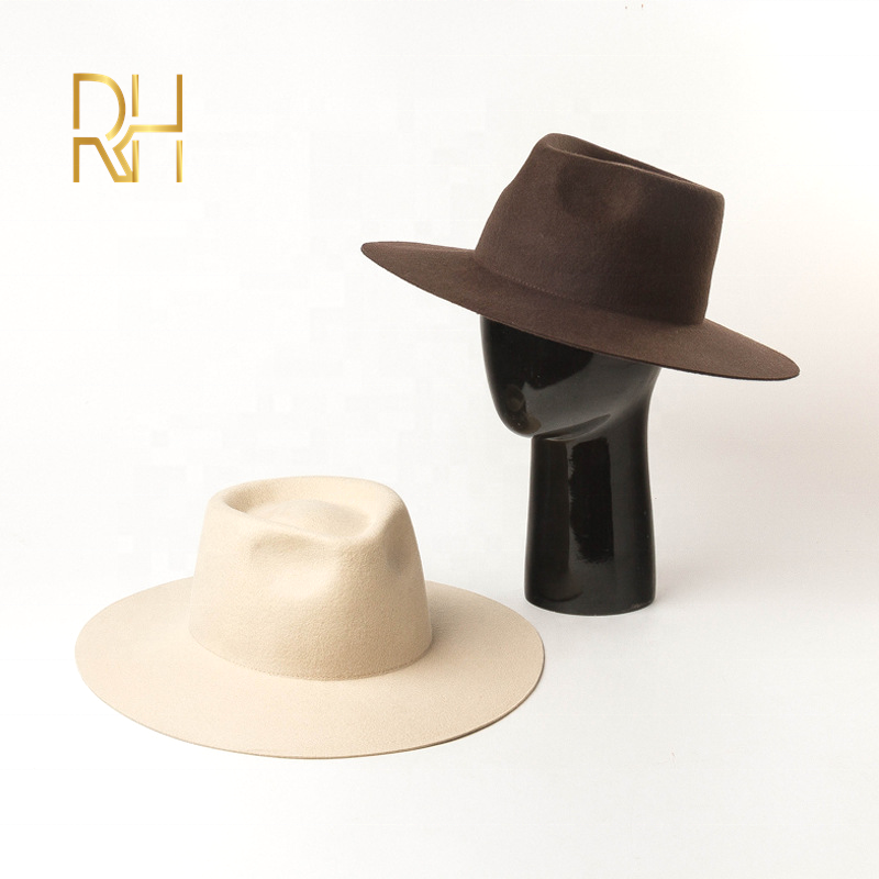 Warm delicate luxury Stiff Brim woolen jazz hat casual fashion Hard firm Brim Wool felt Fedora hat