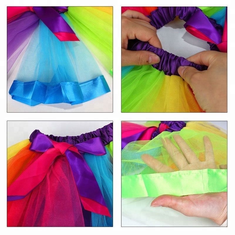 Multi color Baby Girl's Rainbow TUTU Skirt Kids Girl Princess Dance Tulle Skirts