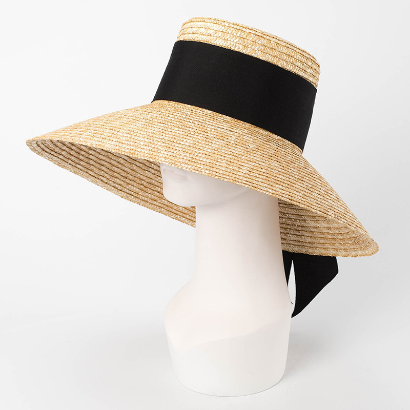 New Straw Hat Natural Wheat Straw Hat With Wide Band Decoration