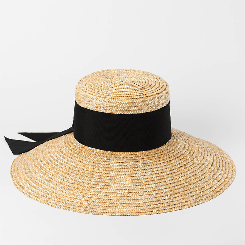 New Straw Hat Natural Wheat Straw Hat With Wide Band Decoration