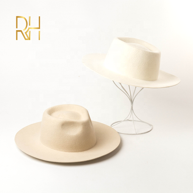 Warm delicate luxury Stiff Brim woolen jazz hat casual fashion Hard firm Brim Wool felt Fedora hat