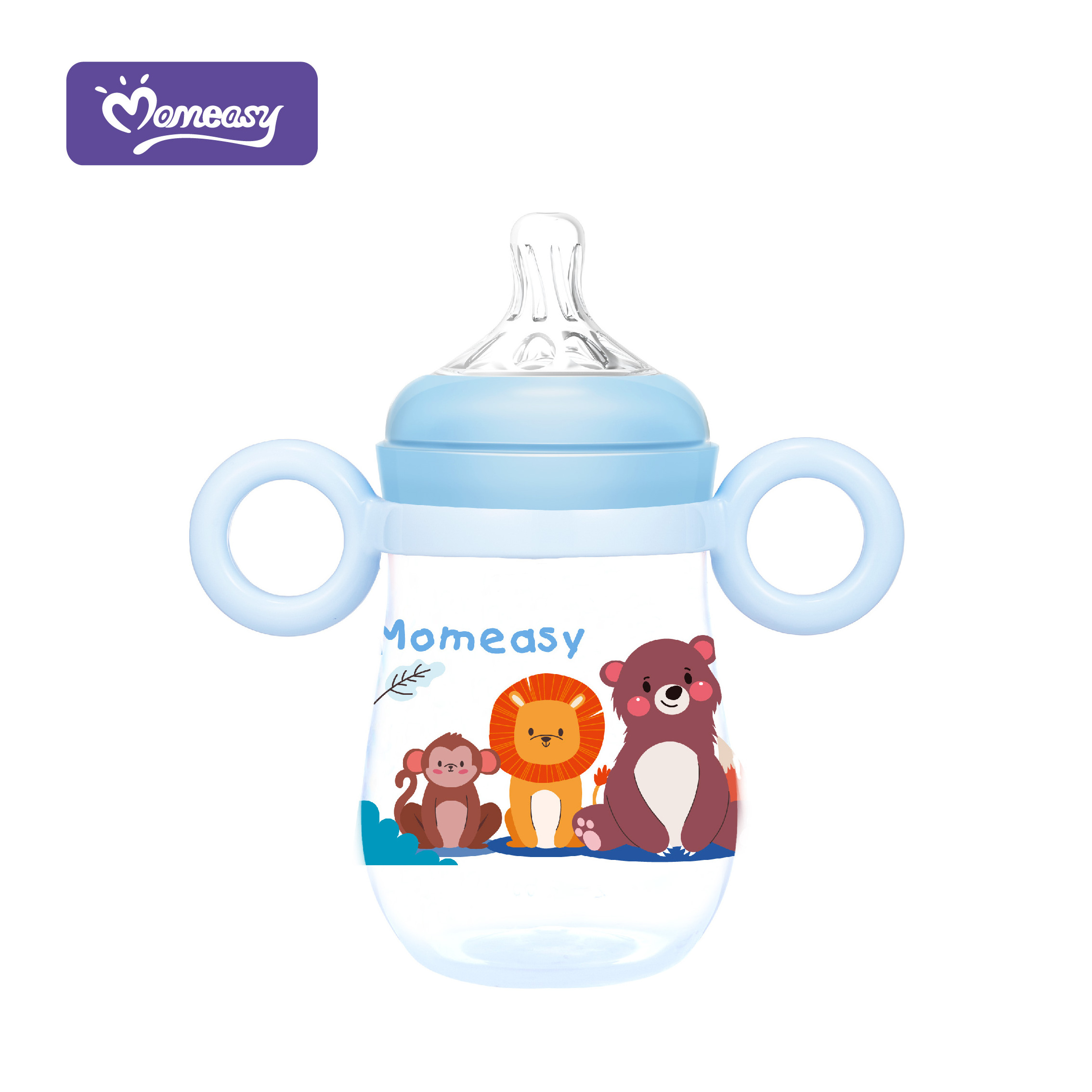 300ml Baby Feeding Bottle with donut design handles Wide-Neck Baby Bottle BPA free 100% food grade Anti-colic