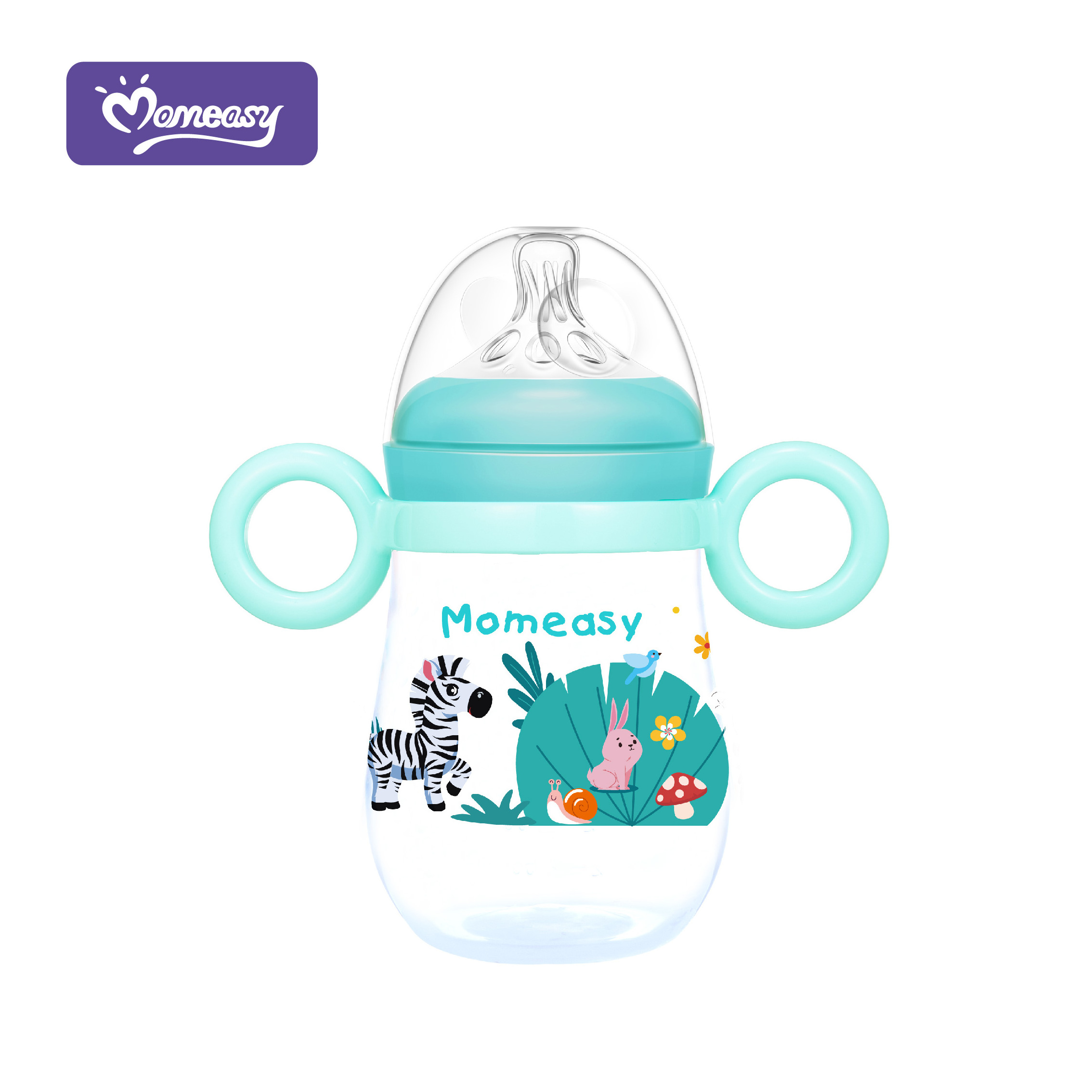 300ml Baby Feeding Bottle with donut design handles Wide-Neck Baby Bottle BPA free 100% food grade Anti-colic