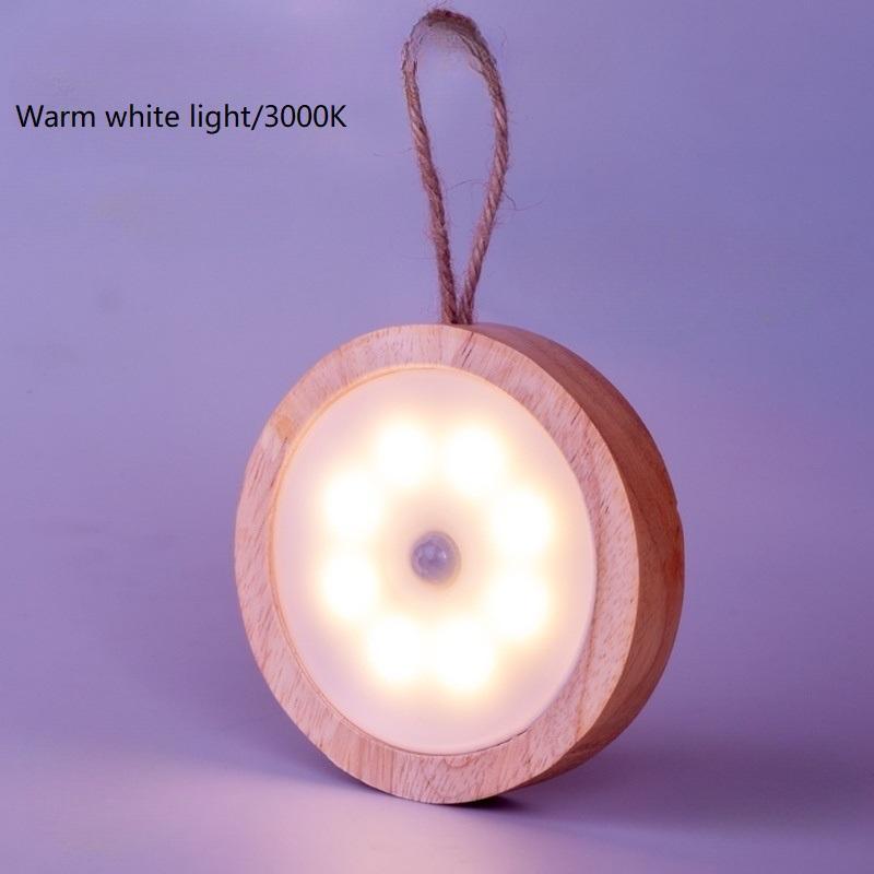 Wooden Creative Smart Human Body Sensor Light Household LED Lamp Bedroom Wardrobe Toilet Lamp Hallway Usb Charging Night Light