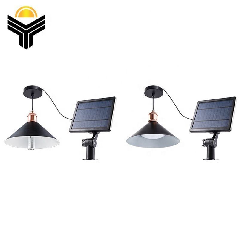 LED Solar Pendant Light Outdoor Indoor Solar Power Lamp with Line Bulb Shed Light Lighting for Home Garden Yard