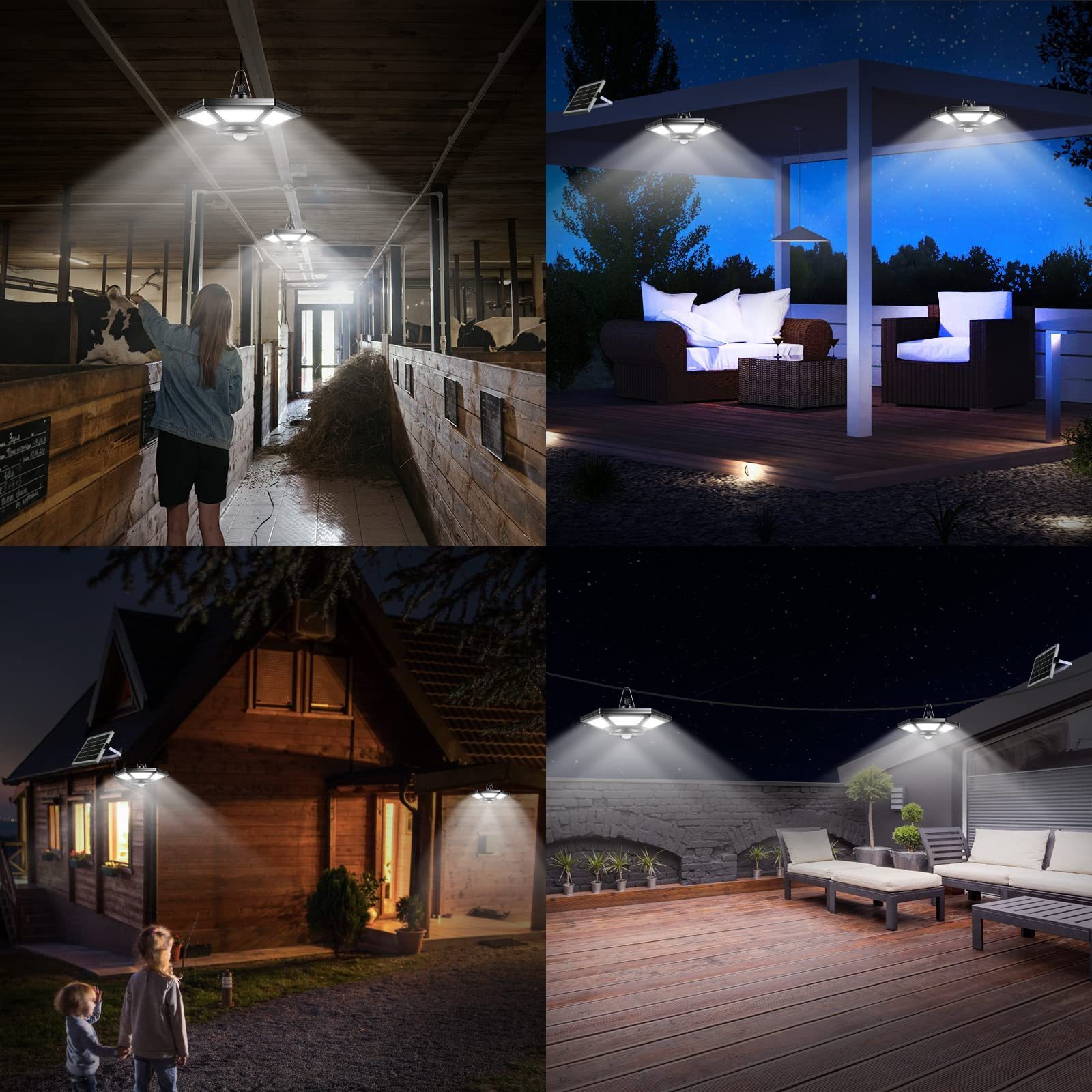 180LED Solar Shed Light Hexagon Motion Sensor 5 Modes Pendant Lights 4400mah Outdoor Indoor Solar Pendant Security Wall Light