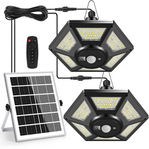 180LED Solar Shed Light Hexagon Motion Sensor 5 Modes Pendant Lights 4400mah Outdoor Indoor Solar Pendant Security Wall Light