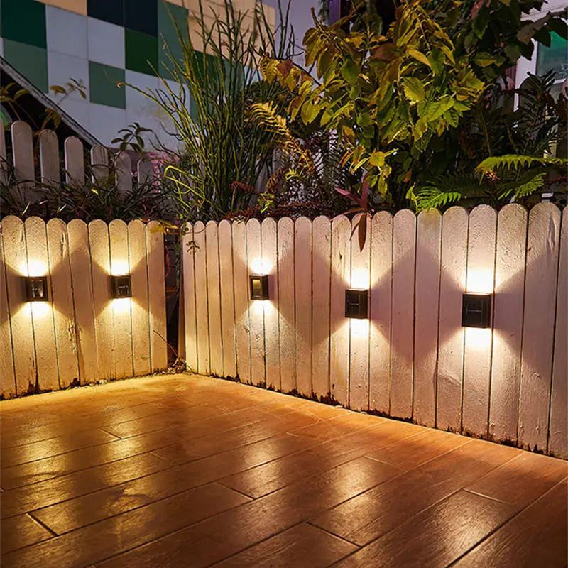 Warm White Patio Doors Fence Deck Garden Lighting Waterproof Small Step Lamp Outdoor Solar Up and Down Wall Lights