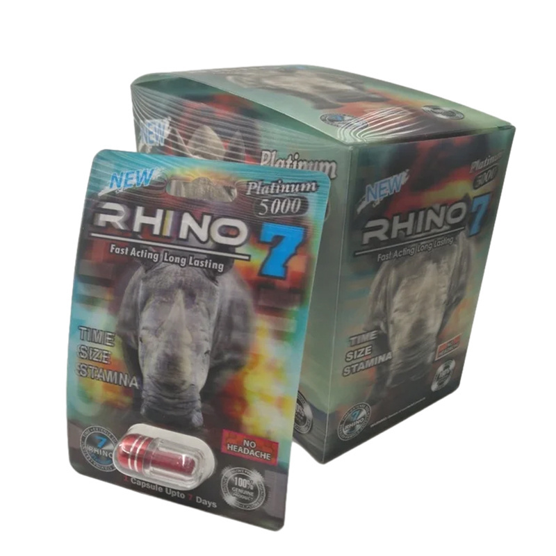 Rhino Hard Steel Male Sex Enhancement for Men Drink Capsule Bottle Printing Stickers Label Pills Card Packaging Paper Box