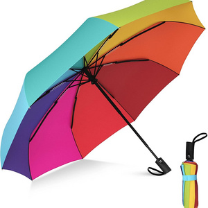 Compact Travel Umbrella Pocket Portable Folding Windproof Mini Umbrella Auto Open and Close Button and 9 Rib Reinforced Canopy