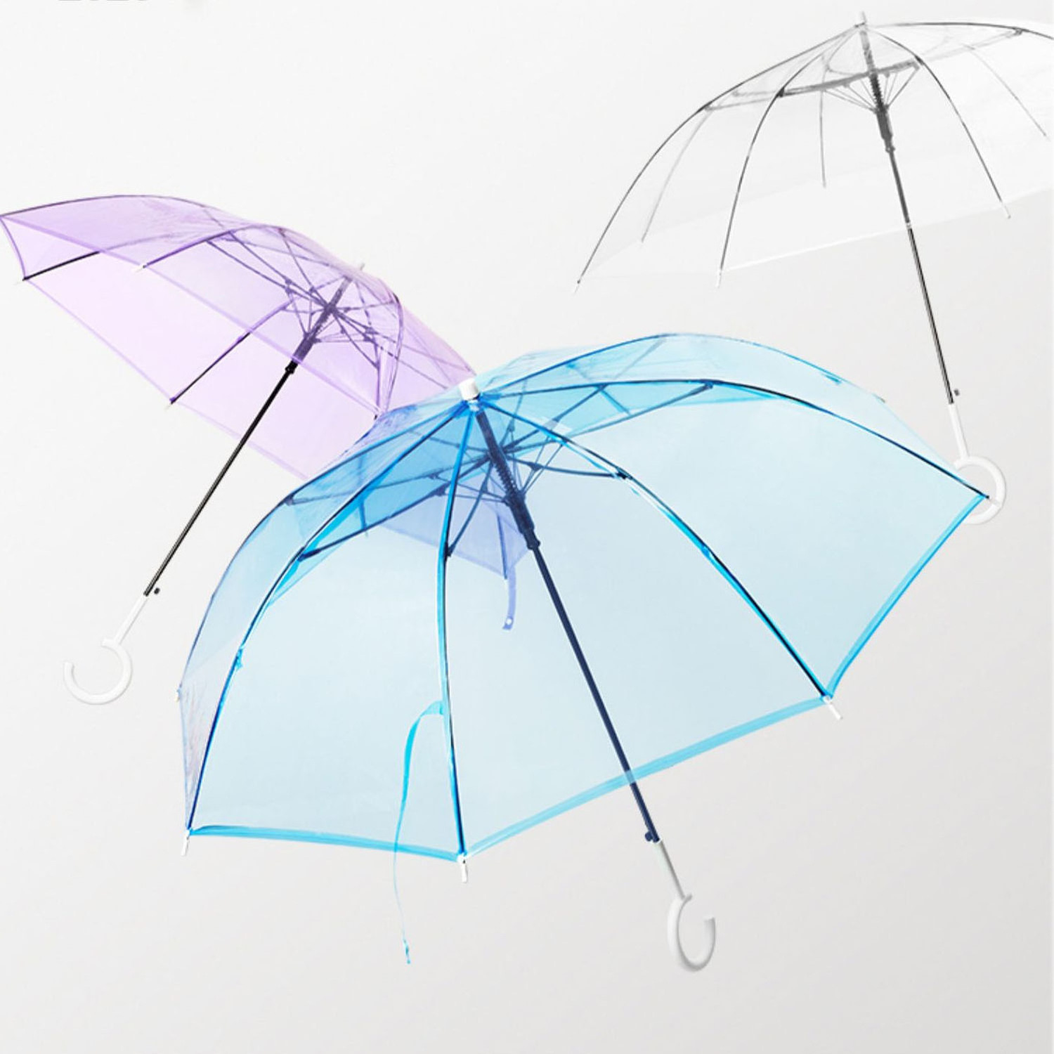 Hight  Quality Colorful Clear Poe Straight Umbrella   Custom Sun And Rain Umbrella