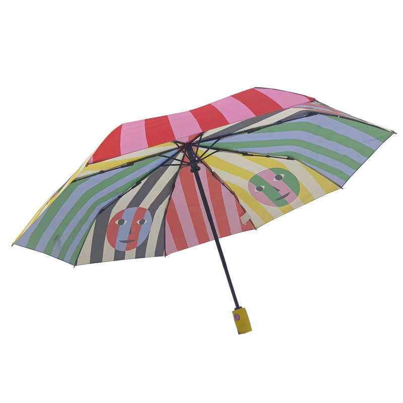 Colorful Pattern LightWeight Umbrella 3 Folding Customized Color Prints Waterproof Windproof Umbrella