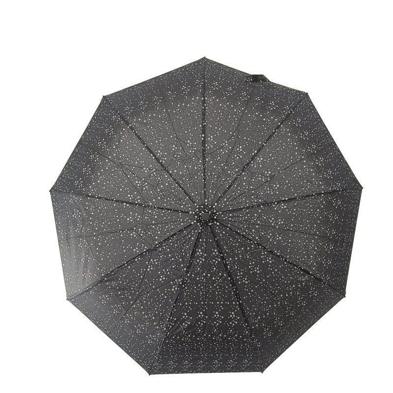 Windproof Auto Open Close Umbrella Star Pattern 3 Folding High-tech Smart White Pongee Modern Business Gifts Custom Umbrella