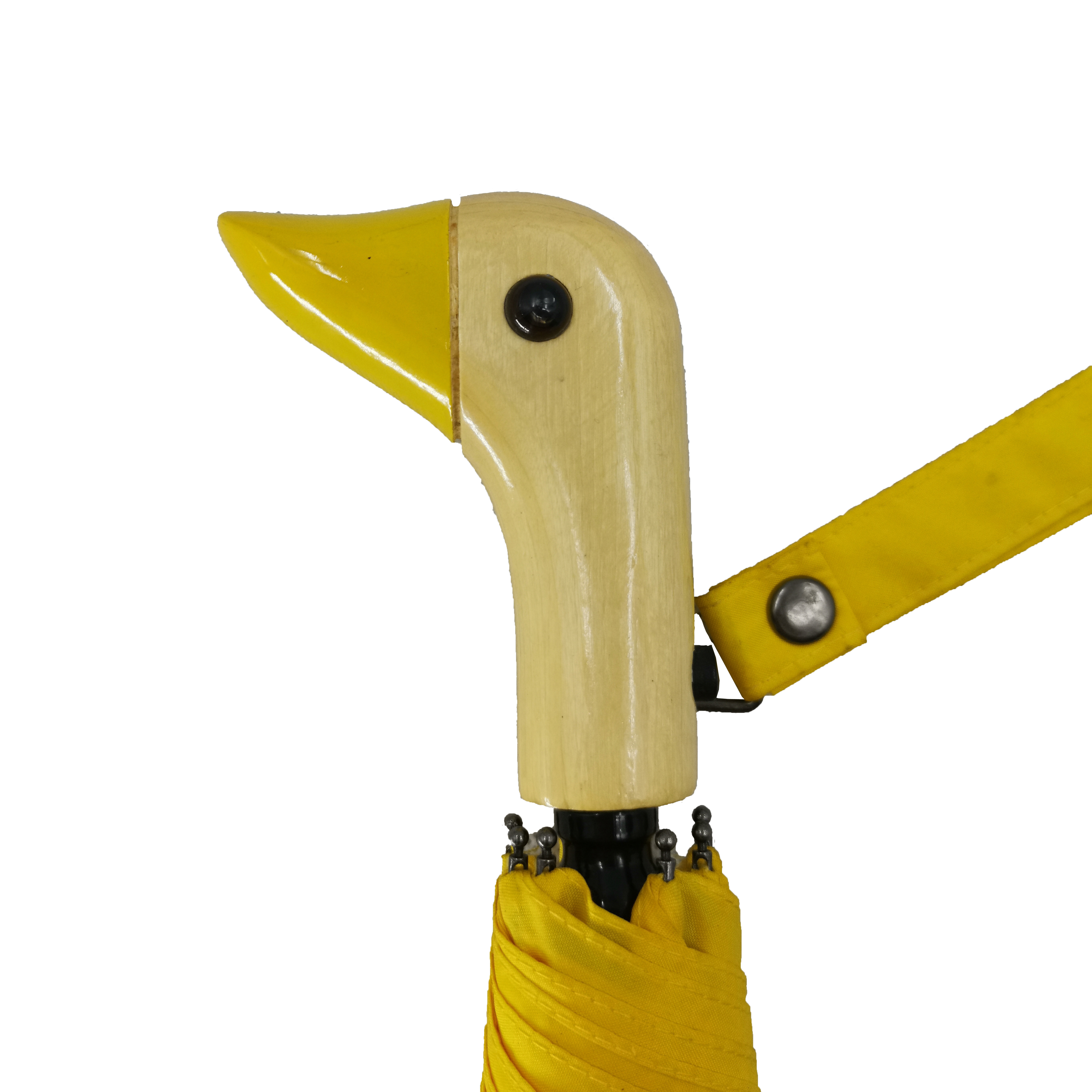 21 Inch Yellow Cute Duck Wooden Handle 2 Fold Travel Umbrella