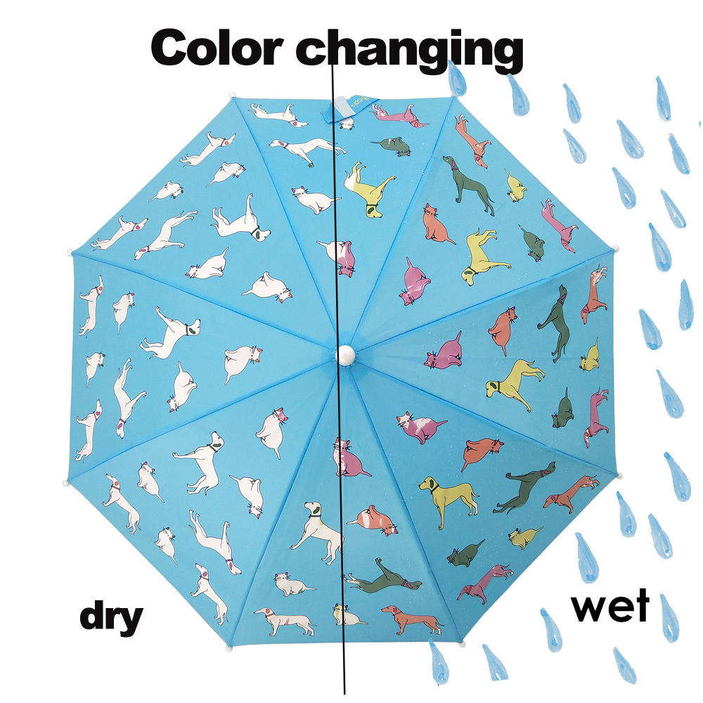 Children Umbrellas 17 Inch 17inch Fancy Design Color Change Magic Print Children Umbrella Plastic J Handle Manual Open,all in 1