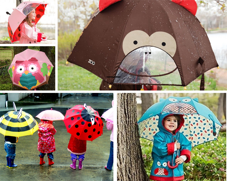 Animal Head Children Carton Umbrella Wholesale for Kids Children Umbrella 45cm Fiberglass Frame Safety Manual Open Kidorable 3D