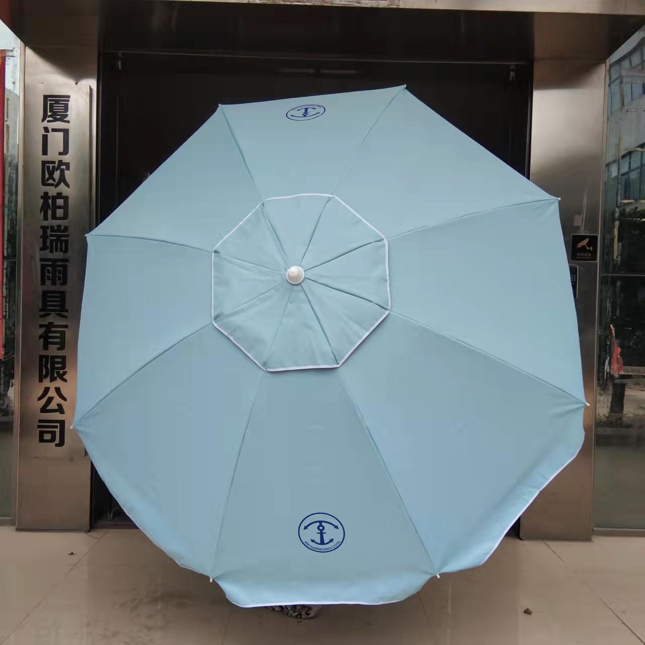 Printed Beach Parasol Double Layer Exhaust Uv Protection Can Be Customized Umbrella Outdoor Furniture Stainless Steel Pole