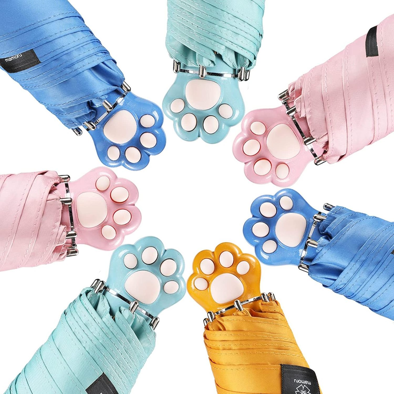 Small Mini Umbrella with Cat Paw Handle, Travel Mini Umbrella Compact, Waterproof and Windproof Portable Folding Umbrella