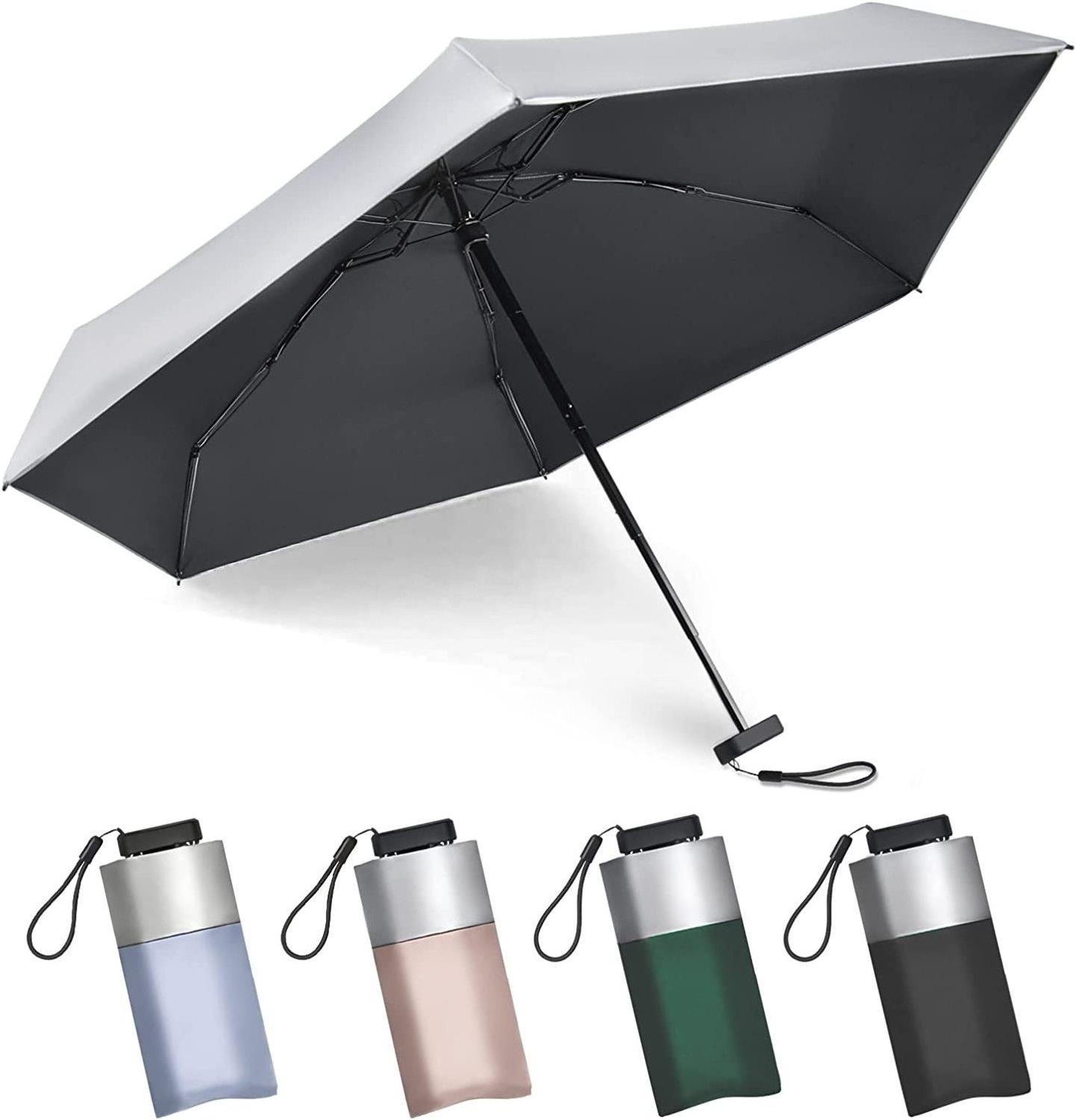 Mini Umbrella For Purse, UPF 50+ UV Protection - Small Travel Lightweight Umbrella for Rain & Sun  5 Fold Umbrella Women Kids