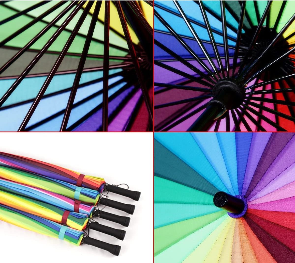 Umbrella Rainbow Fashion Colorful Brand 24K Windproof Long Handle Umbrellas Strong Frame Waterproof Rain Women Polyester CLASSIC