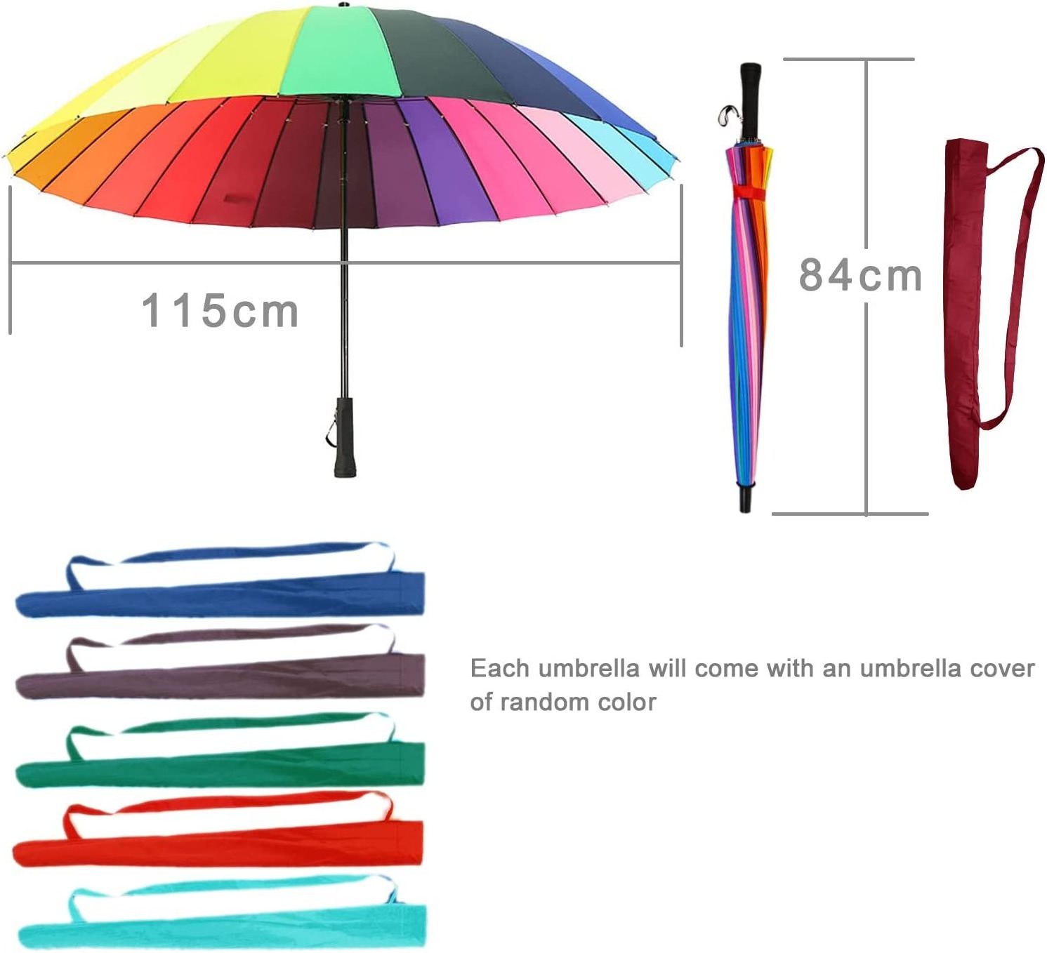 Umbrella Rainbow Fashion Colorful Brand 24K Windproof Long Handle Umbrellas Strong Frame Waterproof Rain Women Polyester CLASSIC