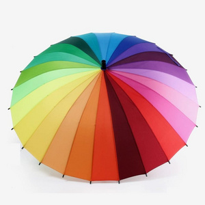 Umbrella Rainbow Fashion Colorful Brand 24K Windproof Long Handle Umbrellas Strong Frame Waterproof Rain Women Polyester CLASSIC