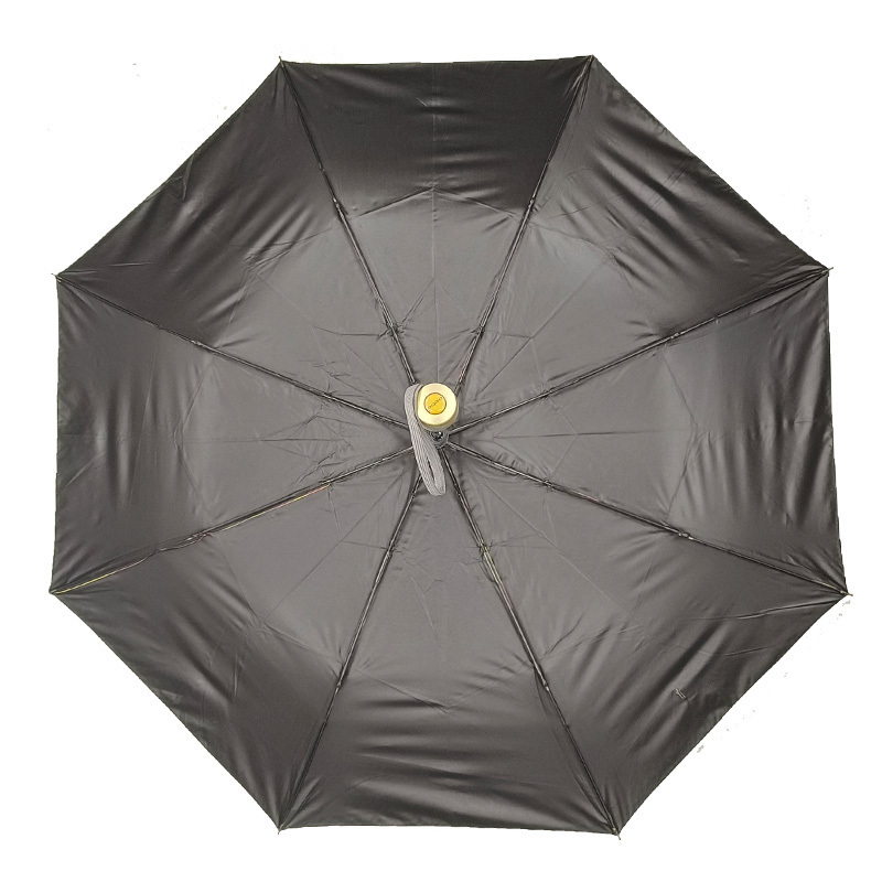 Yellow Leaf Pattern Auto Open Manual Close 3 Folding Uv Protection Waterproof Windproof Sun-proof Umbrella