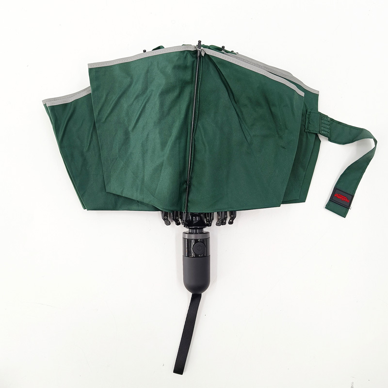 Green Reverse Umbrella Foldable 3-Folding Waterproof Windproof Automatic Custom Color Rain Umbrella