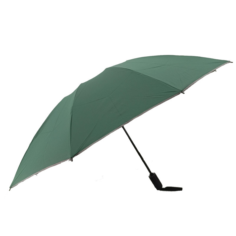 Green Reverse Umbrella Foldable 3-Folding Waterproof Windproof Automatic Custom Color Rain Umbrella