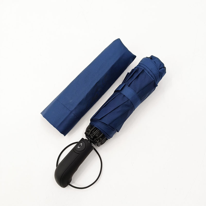 Dark Blue Reverse Umbrella Foldable 3-Folding Waterproof Windproof Automatic Custom Color Rain Umbrella