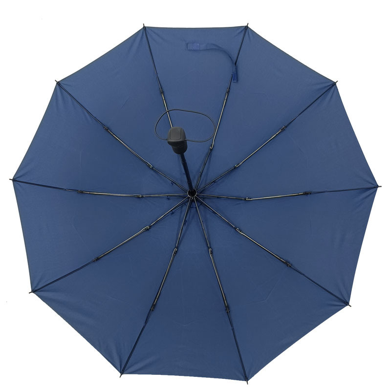 Dark Blue Reverse Umbrella Foldable 3-Folding Waterproof Windproof Automatic Custom Color Rain Umbrella