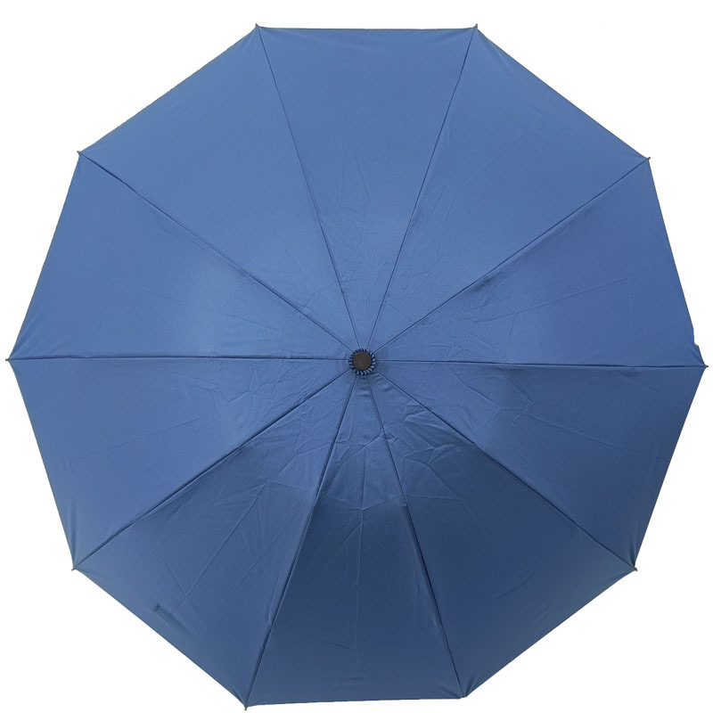 Dark Blue Reverse Umbrella Foldable 3-Folding Waterproof Windproof Automatic Custom Color Rain Umbrella