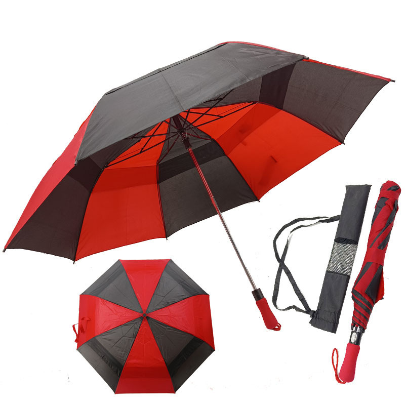 Double Layer Big Size Two Folding Auto Open Manual Close Sun Rain Windproof sleeve with double belt Umbrellas