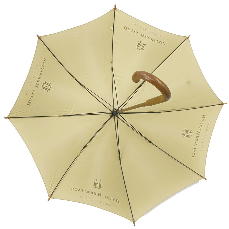 High Quality Auto Open Customized Logo Print Windproof  Straight Umbrella With Wooden J Handle