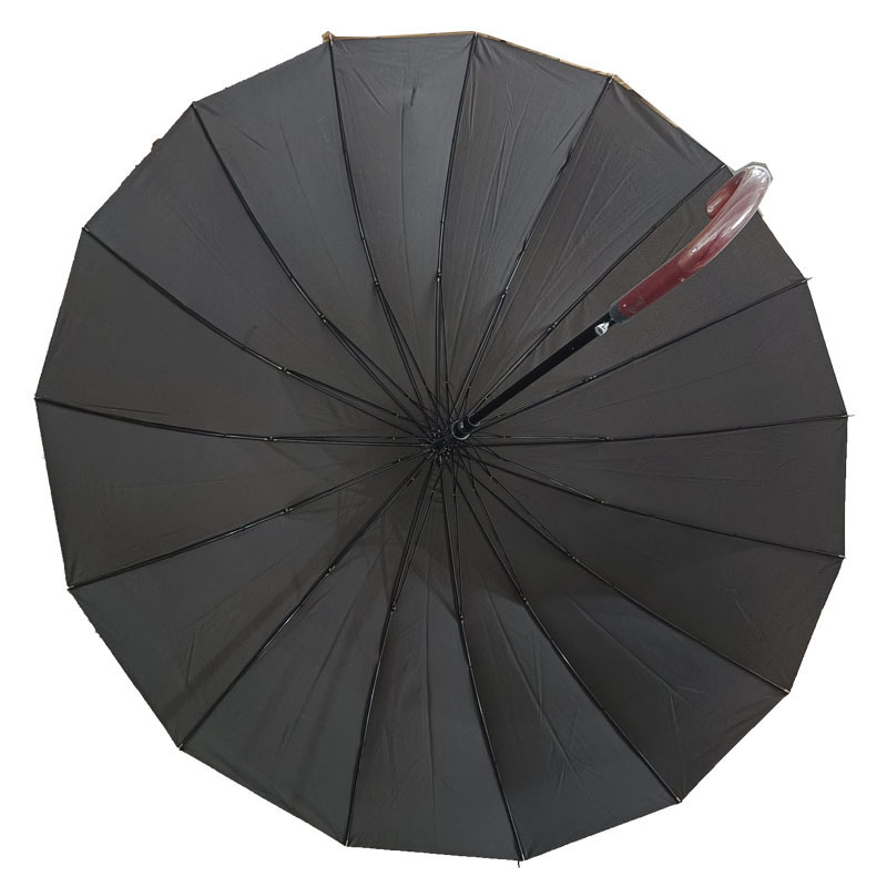 High Quality 16 Ribs Automatic Open Full Plain Color Big Size Windproof Straight Umbrella