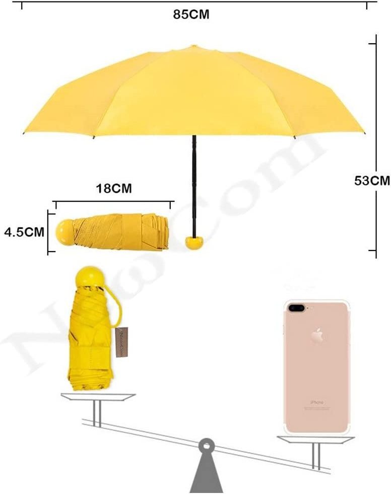 2023 Hot Selling Summer Sun-protection Easy To Carry Sun And Rain Umbrella UV Coated Mini Capsule 5 Folding Umbrella