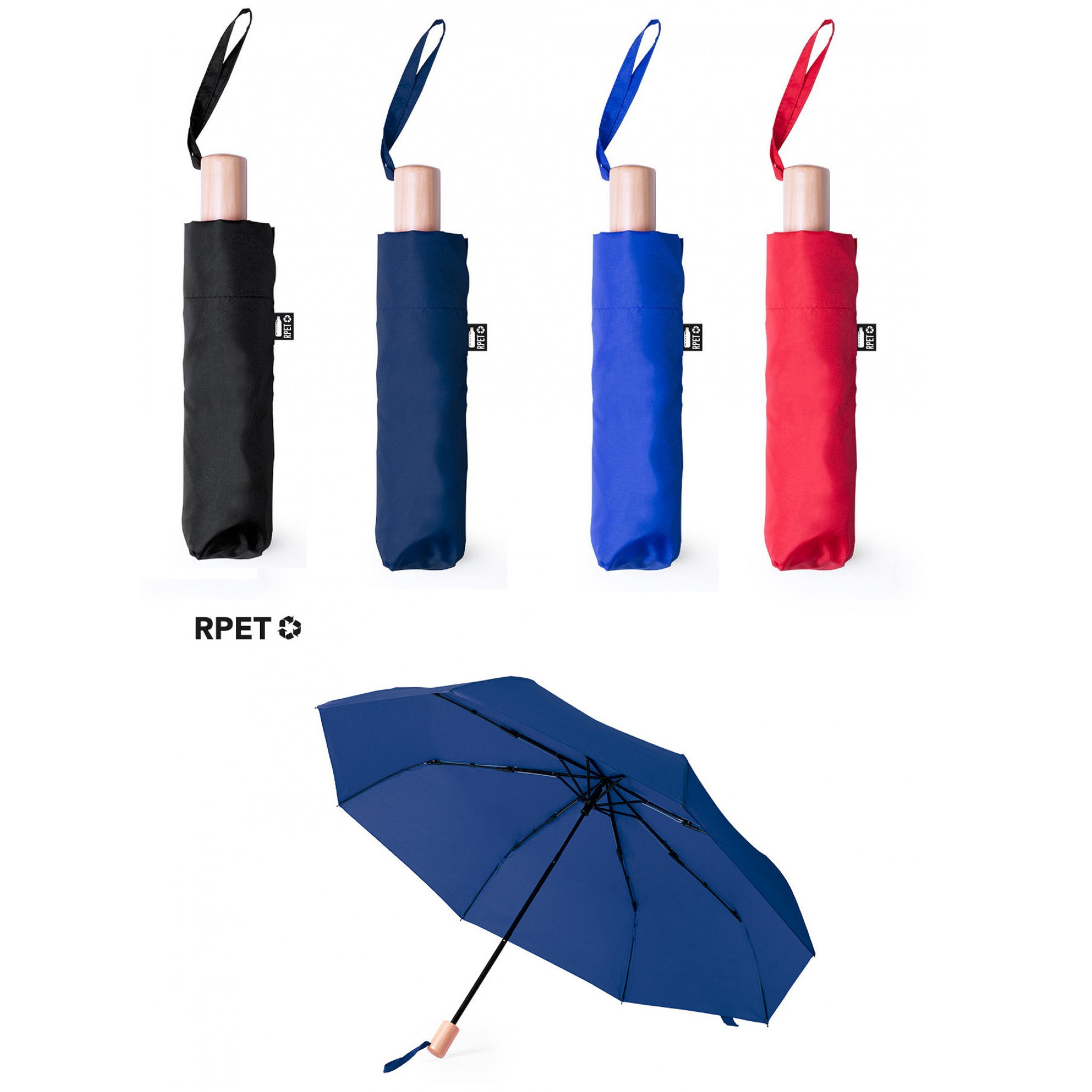 Promotion Bulk Mini Travel Sun Portable Pocket Rain Rpet Folding Umbrella Wood Handle Full-automatic Umbrella