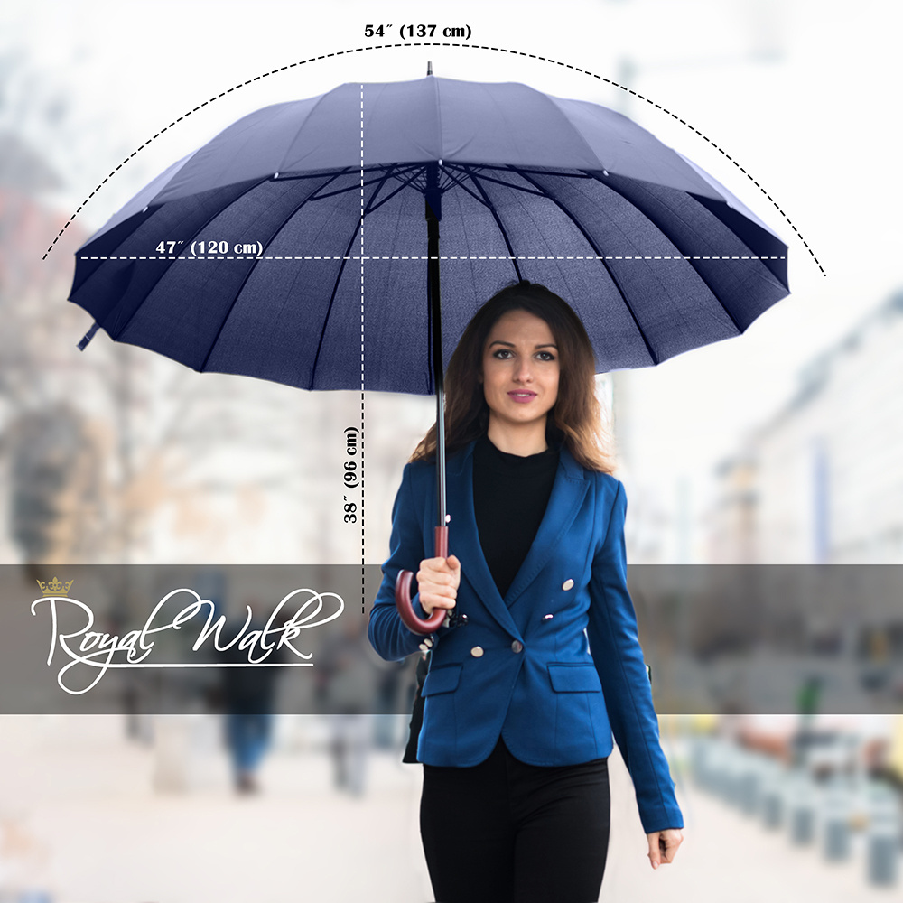 Customize Innovate 16k Eco-friendly Bamboo Frame Straight Wooden Handle Straight Umbrella