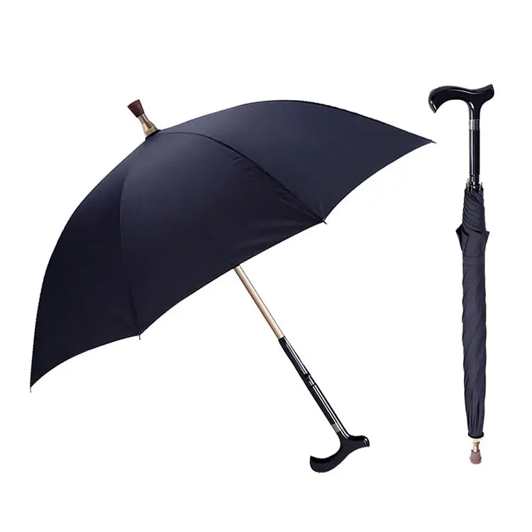 High Quality Business Gentleman Suitable For Old Man Cane Umbrella Sunscreen Straight Umbrella