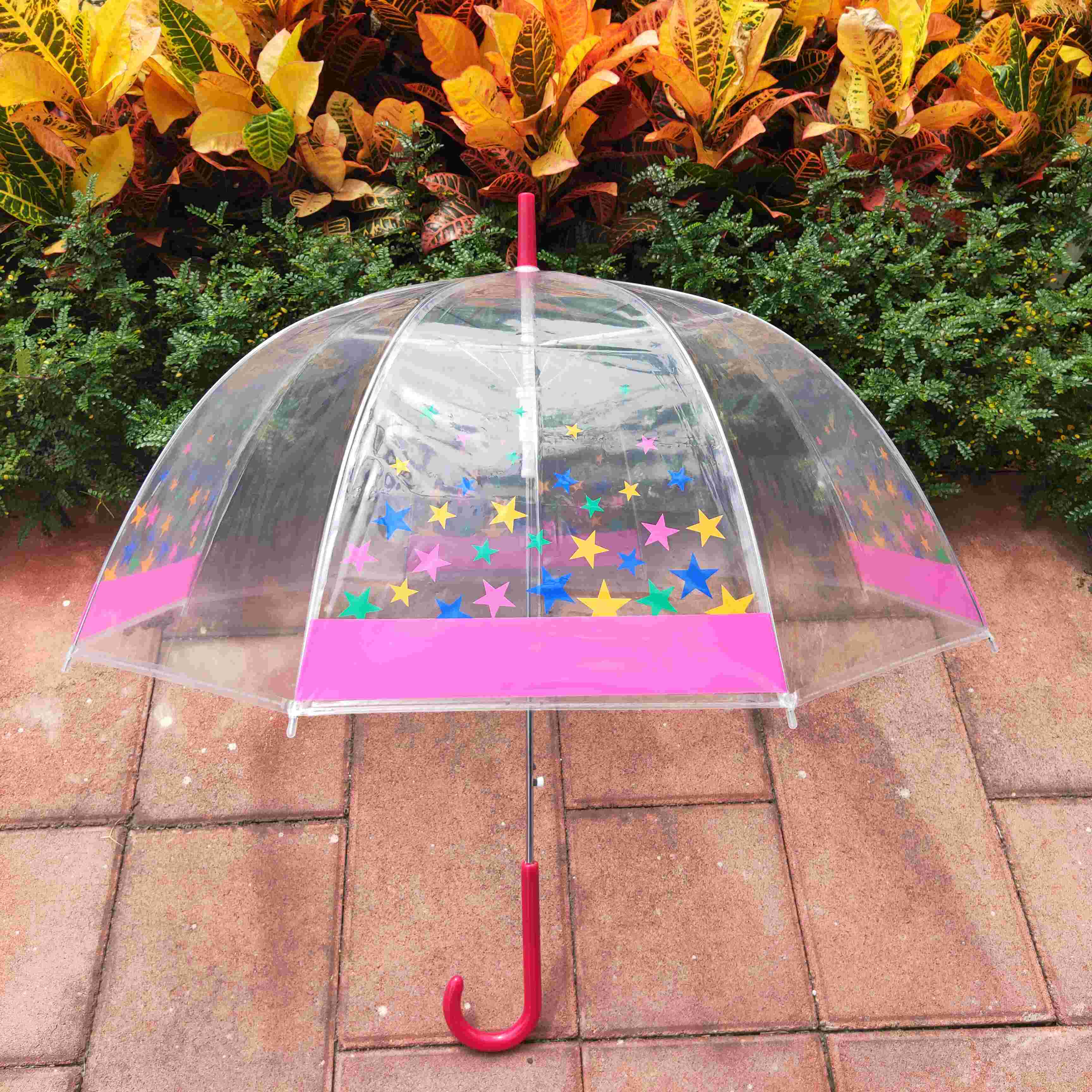 Hot sale popular Apollo umbrella POE clear transparent umbrella  shape plastic umbrella for Pattern print