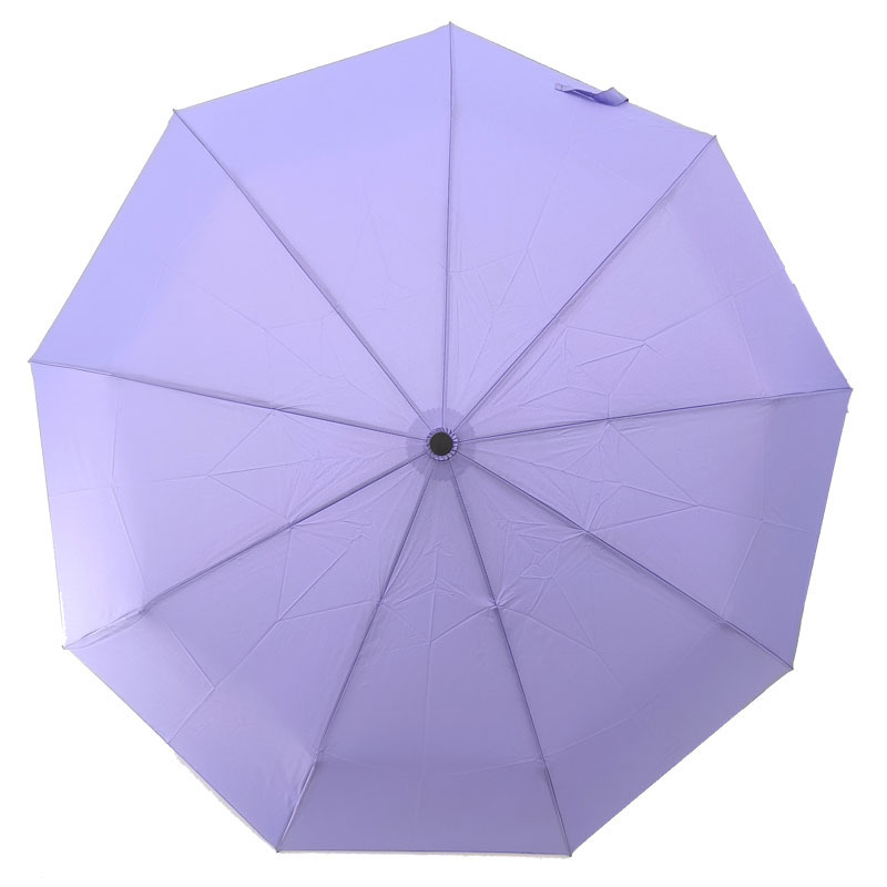 Wholesale Purple Solid Three Folding Windproof  Customized Color Logo And Printing Fully-automatic Rain Umbrella