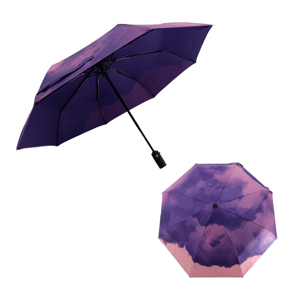 Handmade Foldable Umbrella fashional digital print fancy double layer compact folding umbrella  For Women