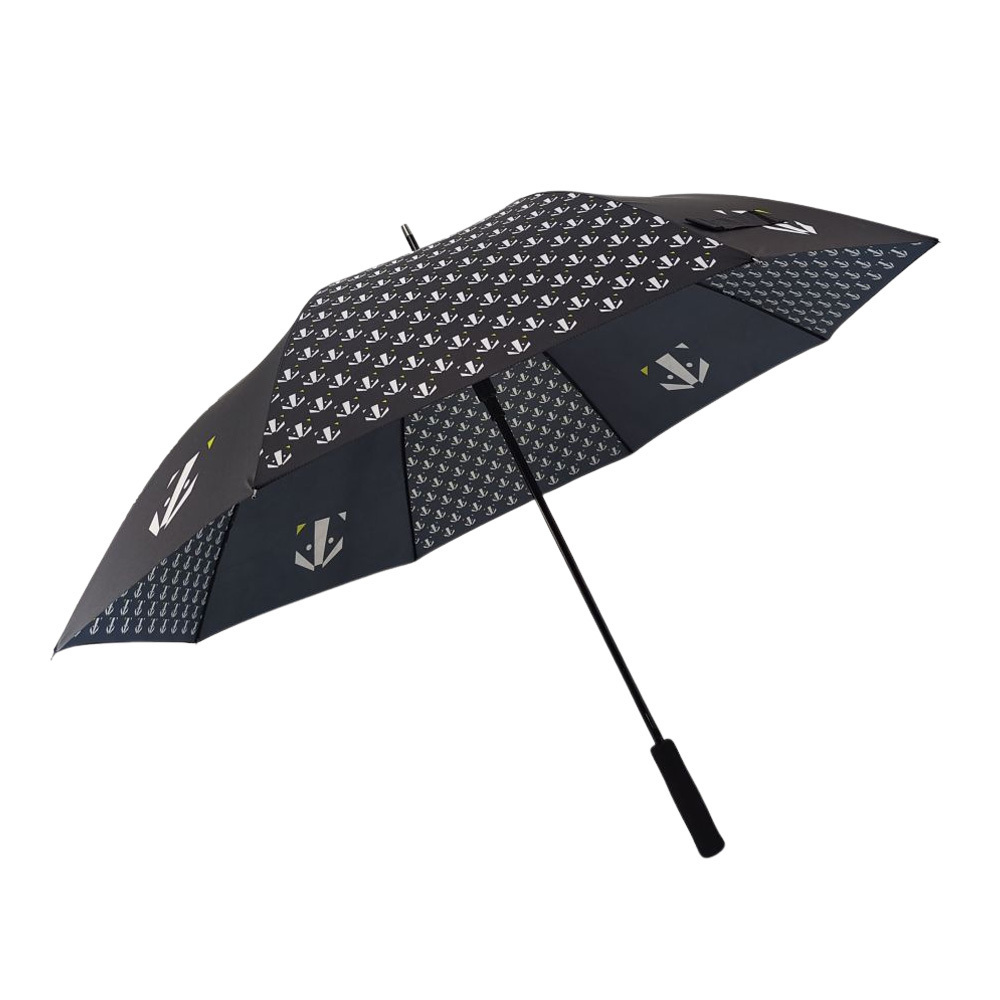 Gift Umbrellas Manufacturer China Auto Open 27inch Golf Umbrella black and white over all logo printed umbrella