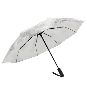 Automatic Folding Umbrella Auto Open Close 3 fold umbrella with unique 3D floating print High Quality Umbrella With Logo