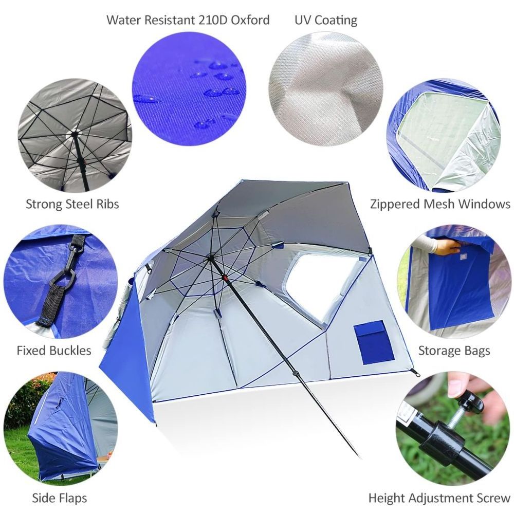 big garden pool umbrella outdoor 2.4m Folding Beach Umbrella Tent, Waterproof Sun Protection Outdoor Camping Fishing Umbrella