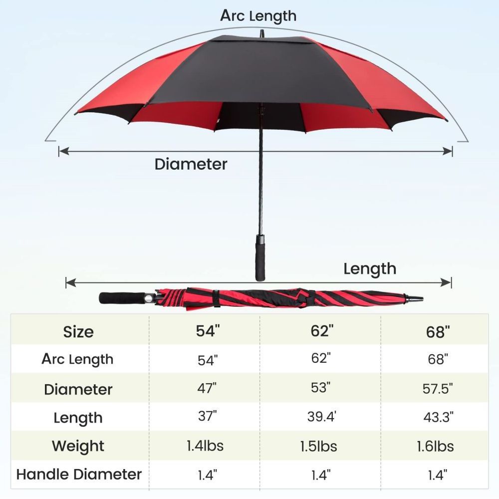 Large black red classic golf umbrella custom logo vent gift umbrella double canopy sturdy in wind umbrella