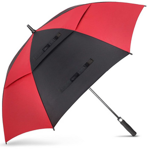 Large black red classic golf umbrella custom logo vent gift umbrella double canopy sturdy in wind umbrella